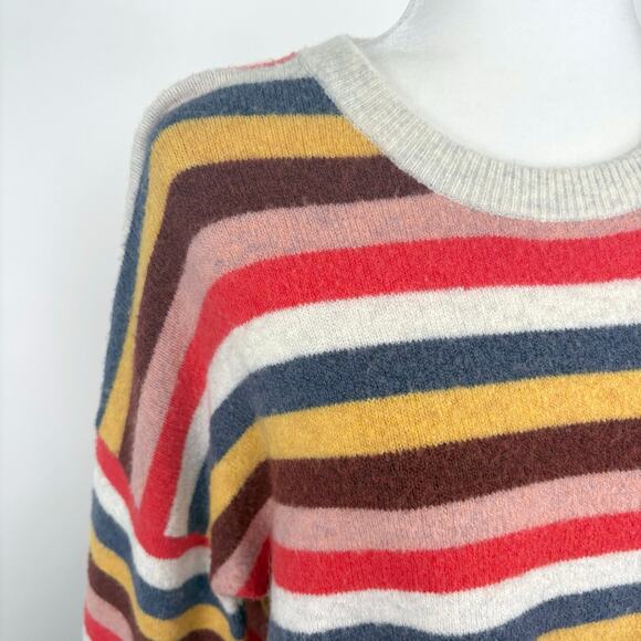 Madewell Cardiff Striped Crewneck Sweater in Coziest Yarn Size Medium Rainbow - Picture 4 of 9